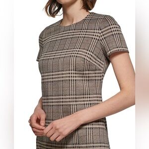 Calvin Klein dress brown, white and black short-sleeved  Size 10